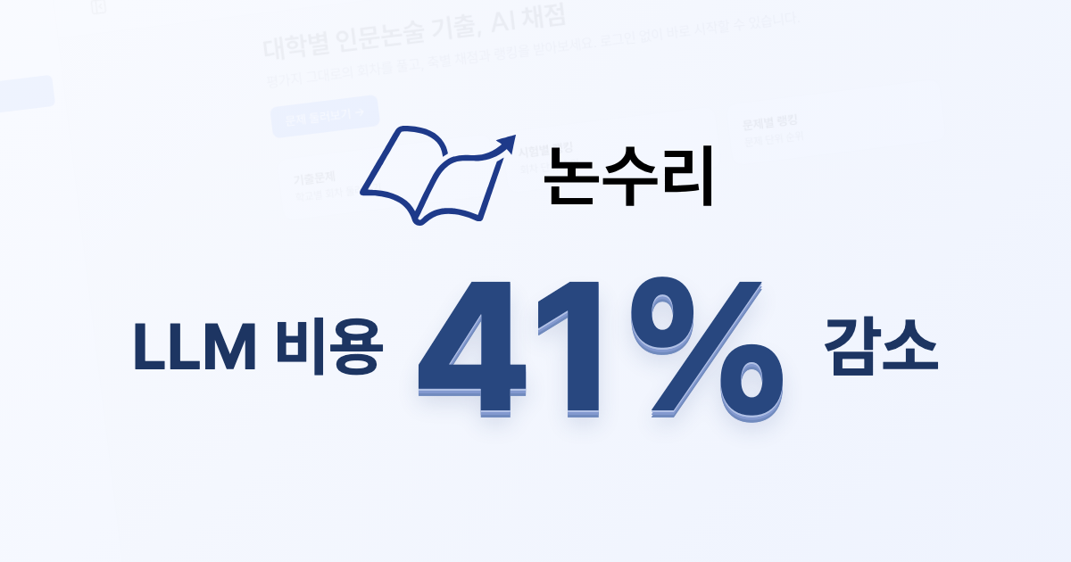 논수리, LLM 비용 41% 감소
